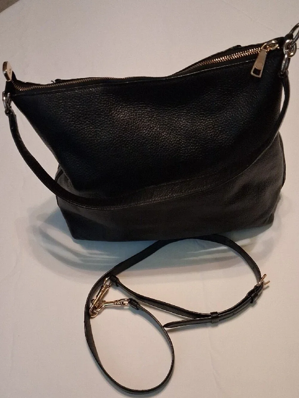 Coach Black Marlon Leather Crossbody Bag Goldtone logo